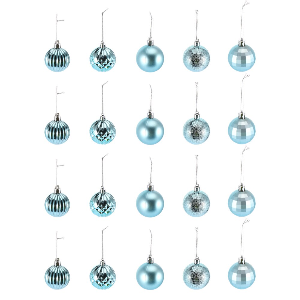 20 pçs árvore de natal bolas penduradas bolas de natal ornamentos delicado azul criativo decoração bola de plástico para decoração de natal