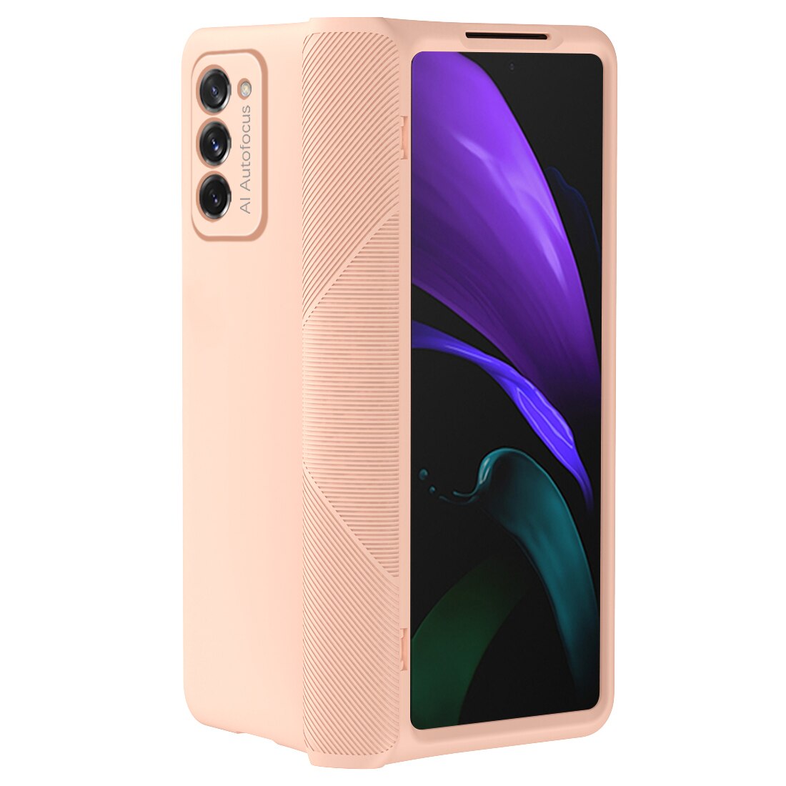 360 dobradiça proteção capa do telefone de corpo inteiro para samsung galaxy z fold 2 5g 2020 armadura protetora caso + frente vidro temperado flim: Rosa