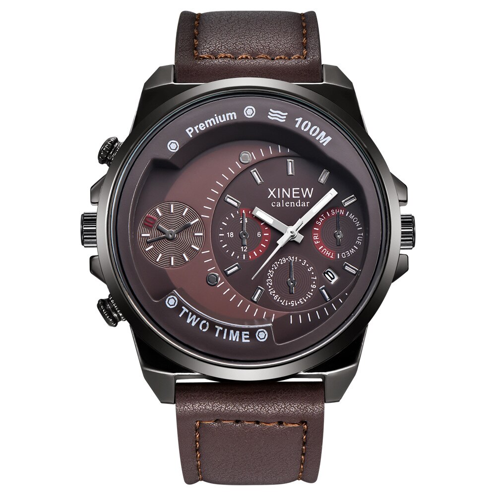 UTHAI CE100 Men's Watch Belt Quartz Men's Sports Watch: Coffee