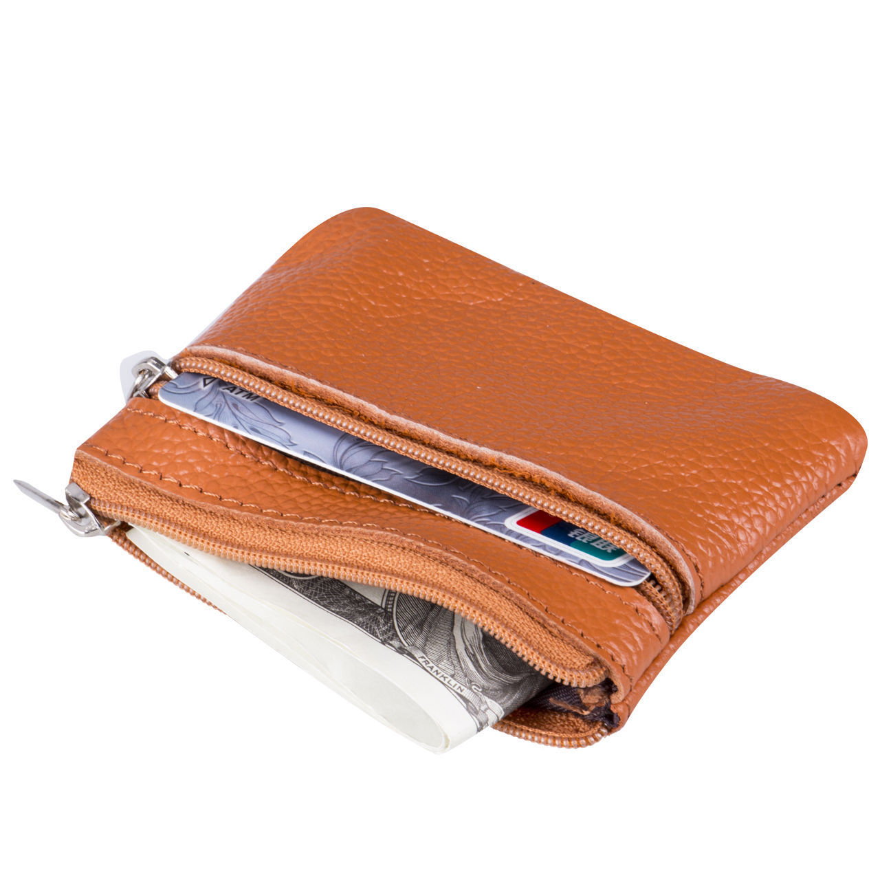 Zachte Unisex Mannen Vrouwen Card Coin Sleutelhanger Rits Portemonnee Lederen Portemonnee Pouch Kleine Verandering Zachte Tas