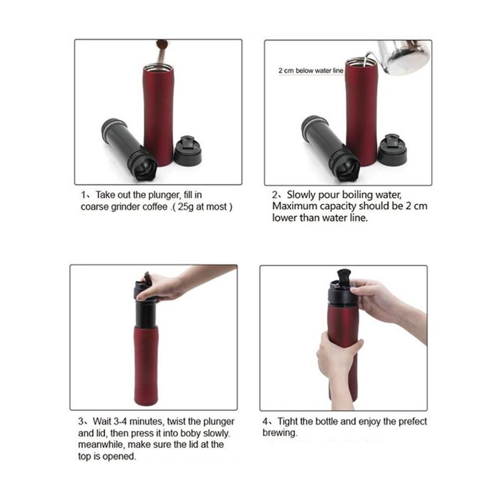 350ML Stainless Steel French Press Coffee Pot Brewer Maker Kettle With Coffee Plunger Filter Double Wall Vacuum Mug Pot