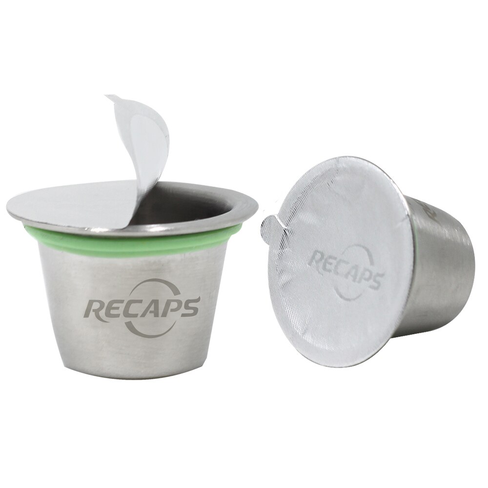 Stainless steel Refillable Capsule Pod or Tamper or Disposable Empty Coffee Capsule Pod + Aluminum Seals for Nespresso Machines
