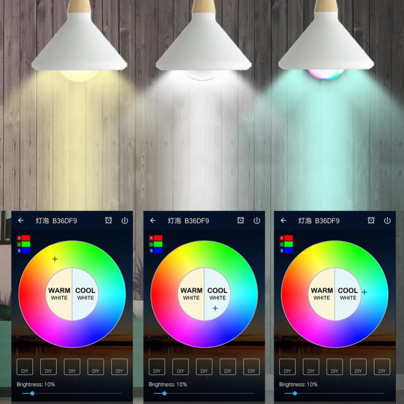 Ampoule intelligente de lumière LED de WIFI RGBW 4.5/7W E27 couleur intelligente de lampe de Bluetooth de maison Compatible avec la maison d'alexa Google