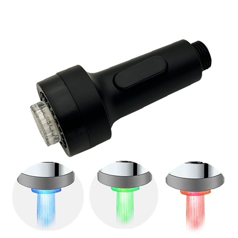 Keuken Kraan Pull Down Sproeikop Met Led Verlichting, 3-Functie Spoelbak Spuitmond, Geschikt Voor Gootsteen Kraan: WHITE