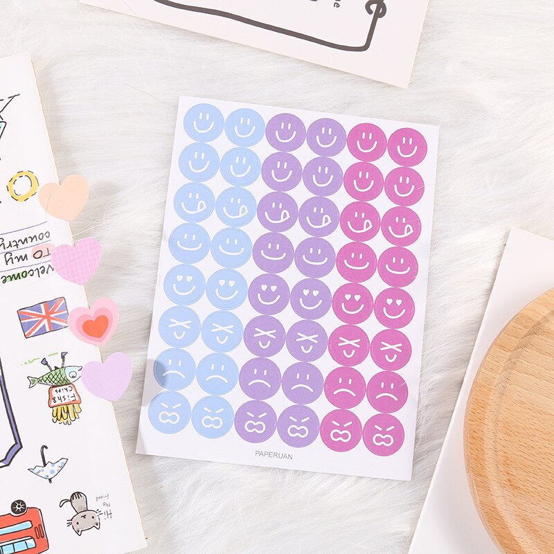 4 Sheets Love Heart Stickers Face Mood Scrapbooking Decorative Sticker Korean DIY Diary Album Stick Label Kawaii Stationery