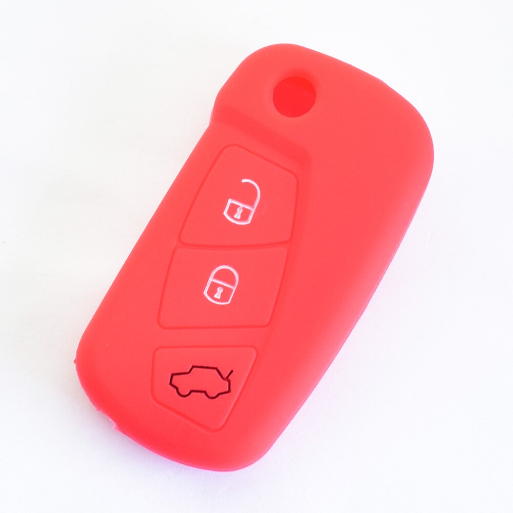 Bil nøgle etui til ford ka  mk2 3 knapper eftermarked folde nøglering holder fjernbetjening fob protector cover: Rød