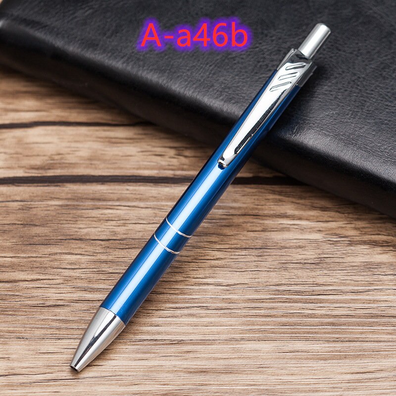 Prachtige metalen balpen drukknop balpen reclame pen kantoor school schrijven pen kantoor school briefpapier: A-a46b