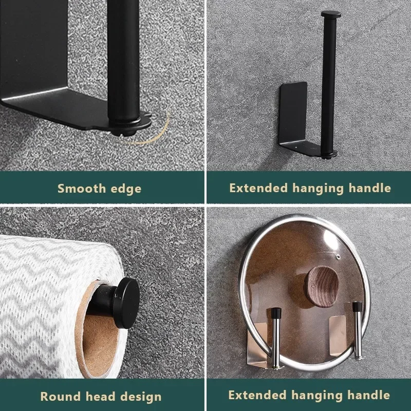 Kitchen Roll Paper Holder Stand Toilet Paper Holder Bathroom Towel Rack Without Drilling Roll Paper Dispenser Kitchen Towel Rack