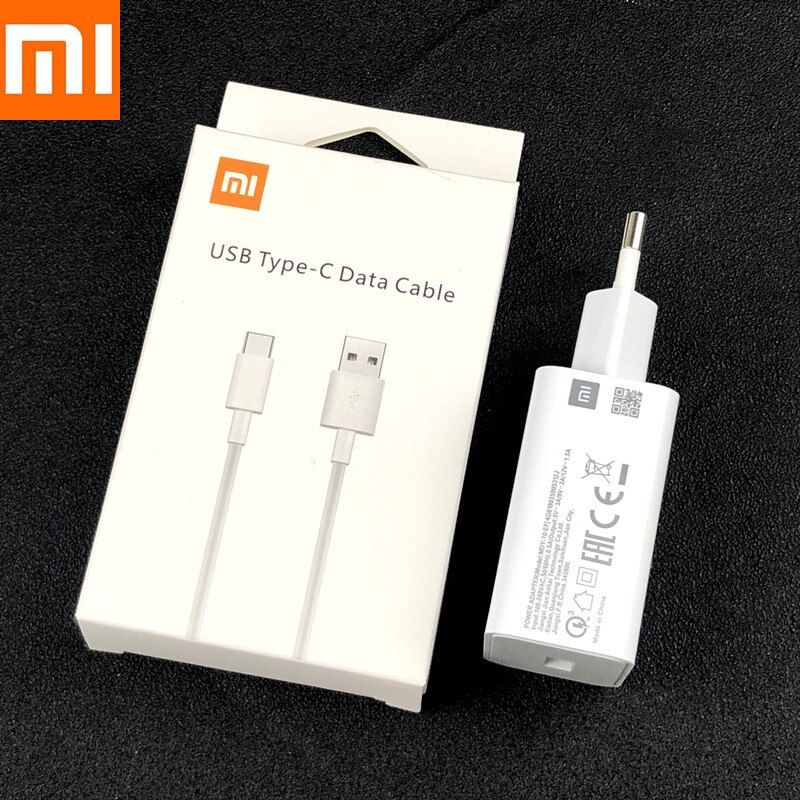 Oryginalna szybka ładowarka Xiao mi QC 3.0 18W ue adapter szybkiego ładowania TypeC kabel dla mi 9 SE 9T uwaga 10 A3 redmi uwaga 7 8 zawodowiec K20 zawodowiec: nowy ładowarka zestaw