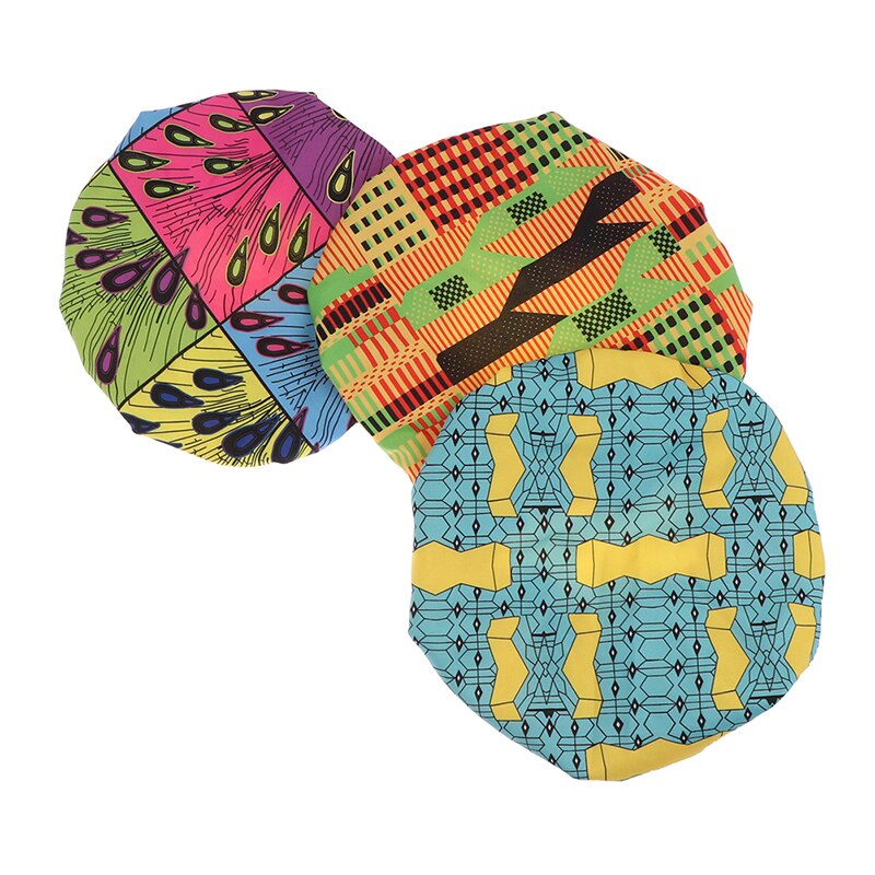 Gorro turbante estampado de doble capa para niños, turbante de seda, envoltura para la cabeza, gorro de baño para mujer, gorro de ducha de noche, tamaño ajustable