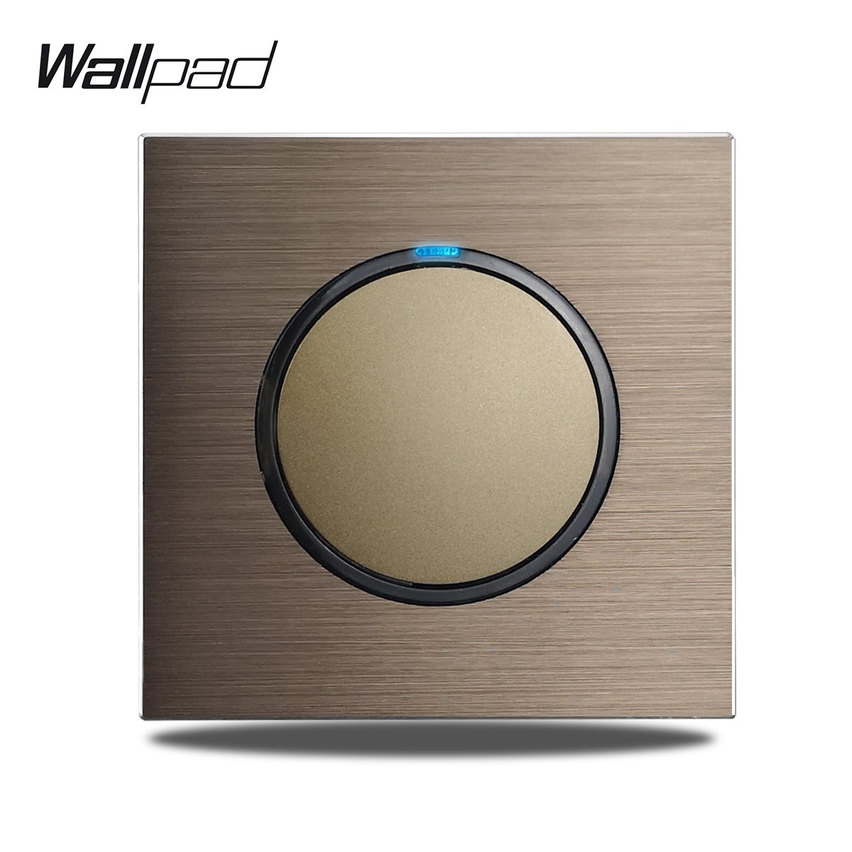 Bruine Wandschakelaar Met Ronde Led-Lichtknop 1 2 3 4 Bende Lichtschakelaar Geborsteld Aluminium Metalen Paneel, L6 Serie: 3XL / Beige