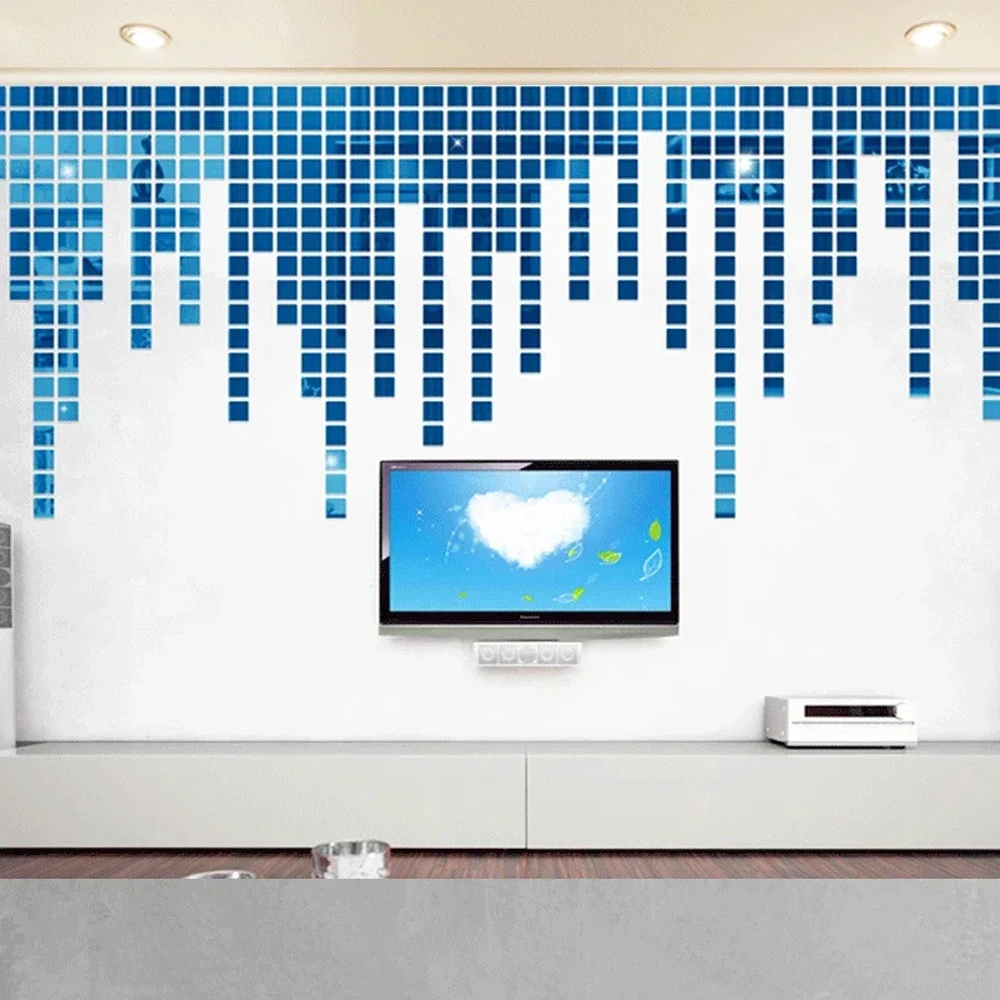 100 Uds 2/3/4cm DIY objetos pequeños pegatinas de mosaico cuadrado espejo redondo pegatinas de pared acrílicas accesorios artesanales pegatinas de fondo: Pequeño / green