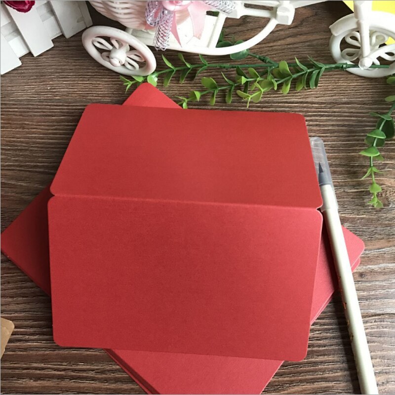 10 pièces/lot carte pliée vierge bricolage papier coloré cartes de voeux carte peinture à la main bricolage carte de noël 15x10cm: red