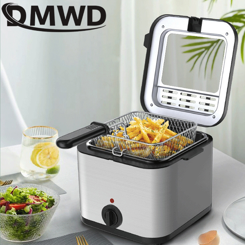 2.5L Electric Deep Fryer Oil Oven Hotpot Adjustable Thermostat Fried Chicken Grill French Fries Frying Machine Heating Cooker