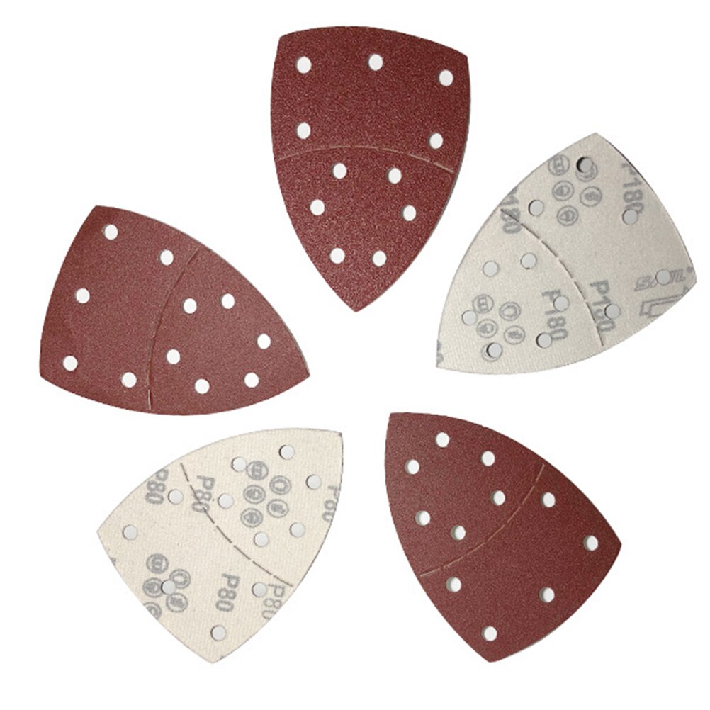 50 Stuks 11 Gat Zelfklevende Schuurpapier Driehoek Schuurmachine Papier Haak Loop Schuren Disc Schuurmiddelen Voor Polijsten 40/60/80/120/180