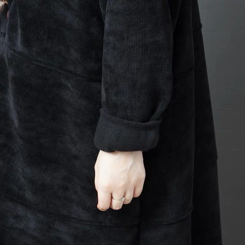 2022 Spring Autumn Corduroy Long Trench Coats Women Clothing Vintage Korean Loose Large Size Long Sleeve Overcoats XA1131