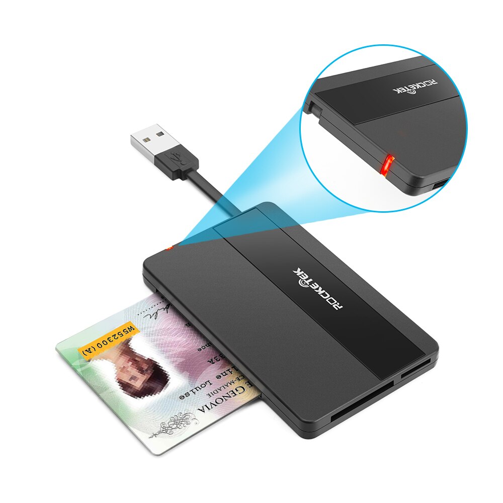 Rocketek USB 2.0 Smart Card Reader micro SD/TF memory ID Bank EMV electronic DNIE dni citizen sim cloner connector adapter