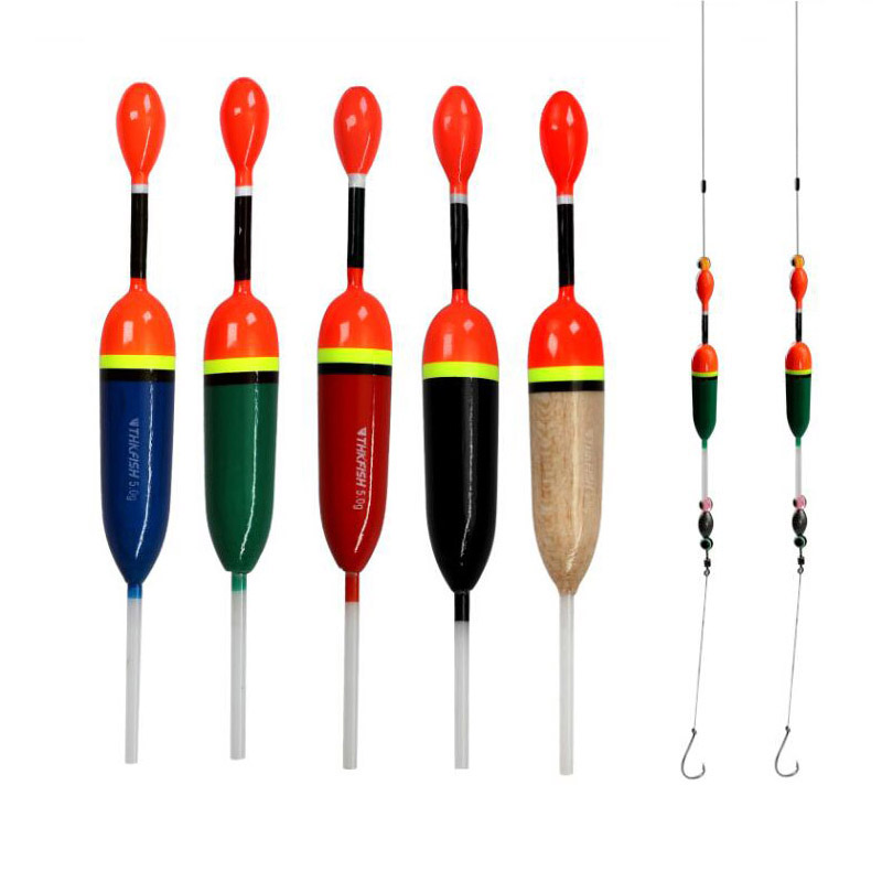 Lot de 5 flotteurs de pêche en bois, 15g, 5g