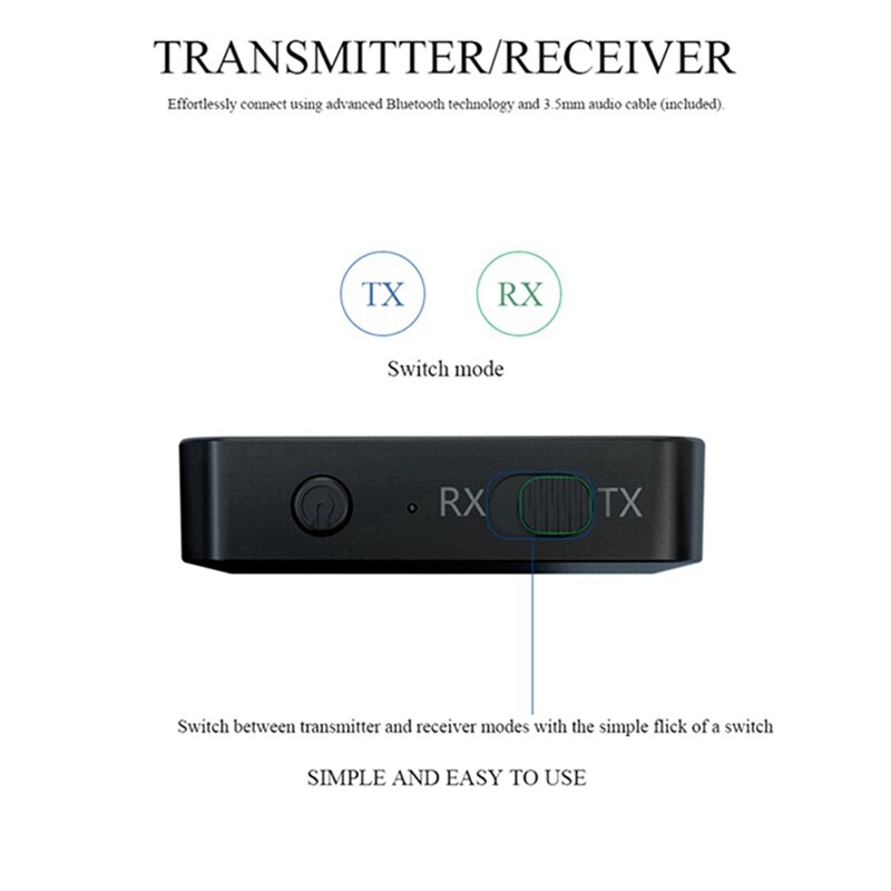 Bluetooth 5.0 Draadloze O Aux Zender & Ontvanger 2 In 1 Adapter 3.5Mm