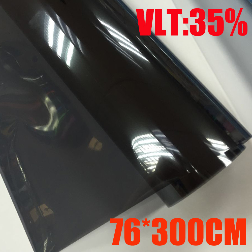 76 cm x 300 cm/Roll Licht Zwart Autoruit Tint Film Glas VLT 35%/Roll 1 PLY auto Auto Huis Commerciële Zonne Bescherming Zomer