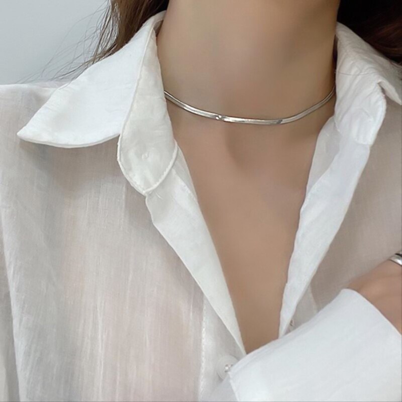 Visgraat Snake Chain Choker Ketting Goud Kleur Voor Vrouwen Sleutelbeen Keten Ketting: SV