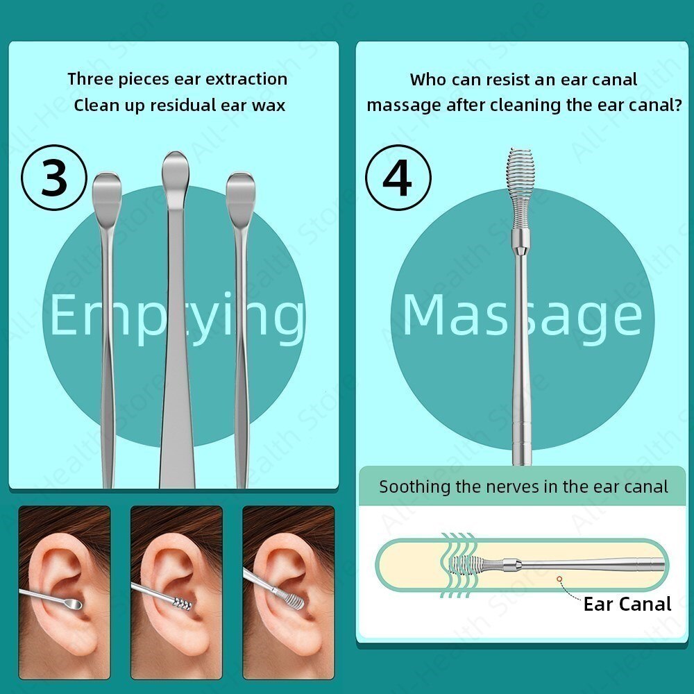 6Pcs Ear Pick Cleaner Wax Cleaning Kit Earwax Remover For Removal Tool Clean Your Ears the Earpick Personal Health Care Beauty