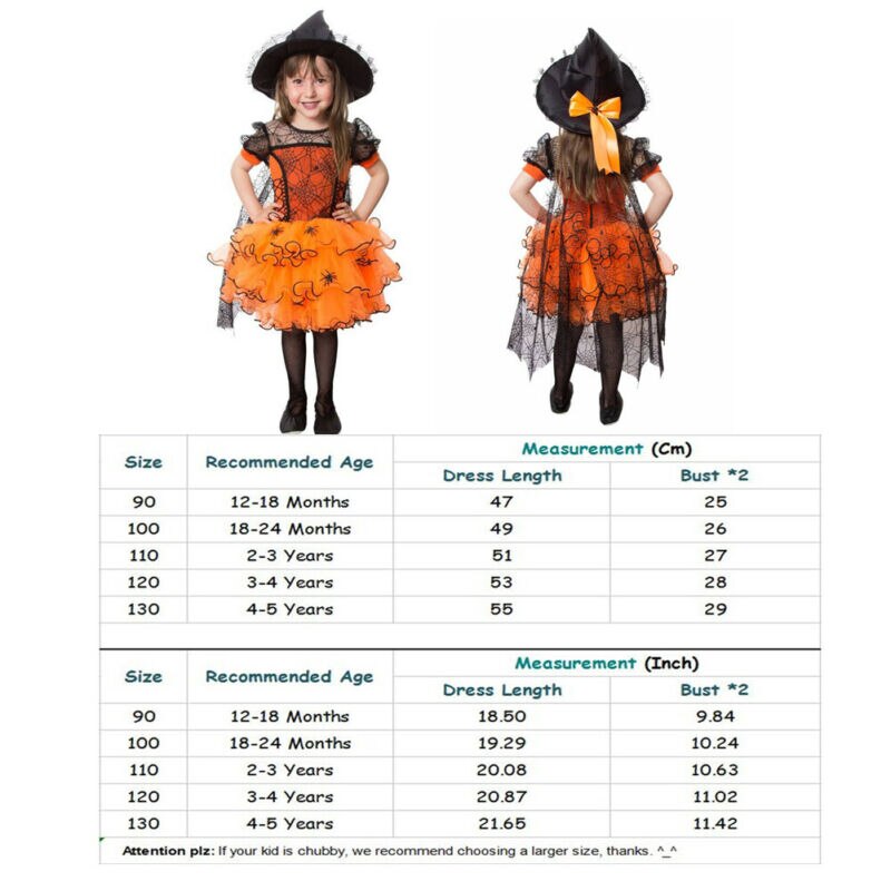 1-5Y Toddler Kids Baby Girl Halloween Dress Spider Cloak Witch Fancy Party Costume