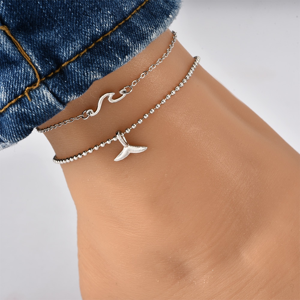 Anklet Jewelry Popular Beach Anklet Seaside Wave Fishtail Anklets For Women Multi-layer Best Anklets