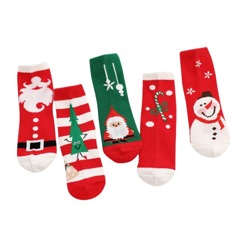 Baywell 5 Paren/partij Kerst Sokken Kids Jongens Meisjes Kerstman Sneeuwpop Grappig Katoen Zachte Warme Sokken Kerstcadeau 1-16T