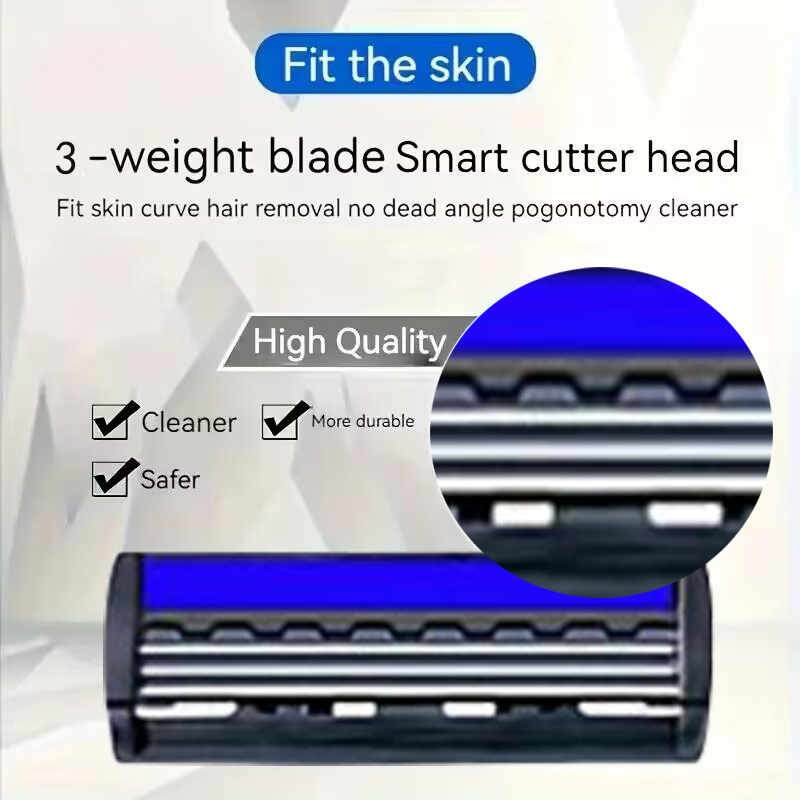 Maquinilla de afeitar Manual de 3 capas para mujer, maquinilla de afeitar clásica, juego de afeitado, cuchillas de acero inoxidable reemplazables, afeitadora para mujer con tira de lubricante, reutilizable