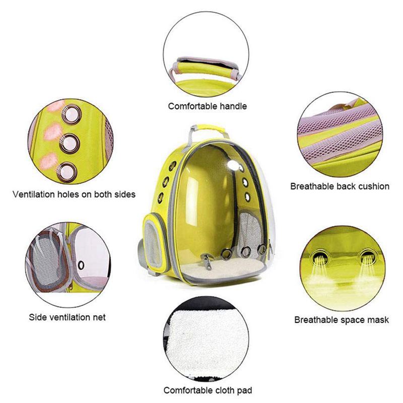 Portable Pet/Cat/Dog/Puppy Backpack Carrier Bubble, Space Capsule 360 degree Sightseeing Rabbit Rucksack Handbag Tran