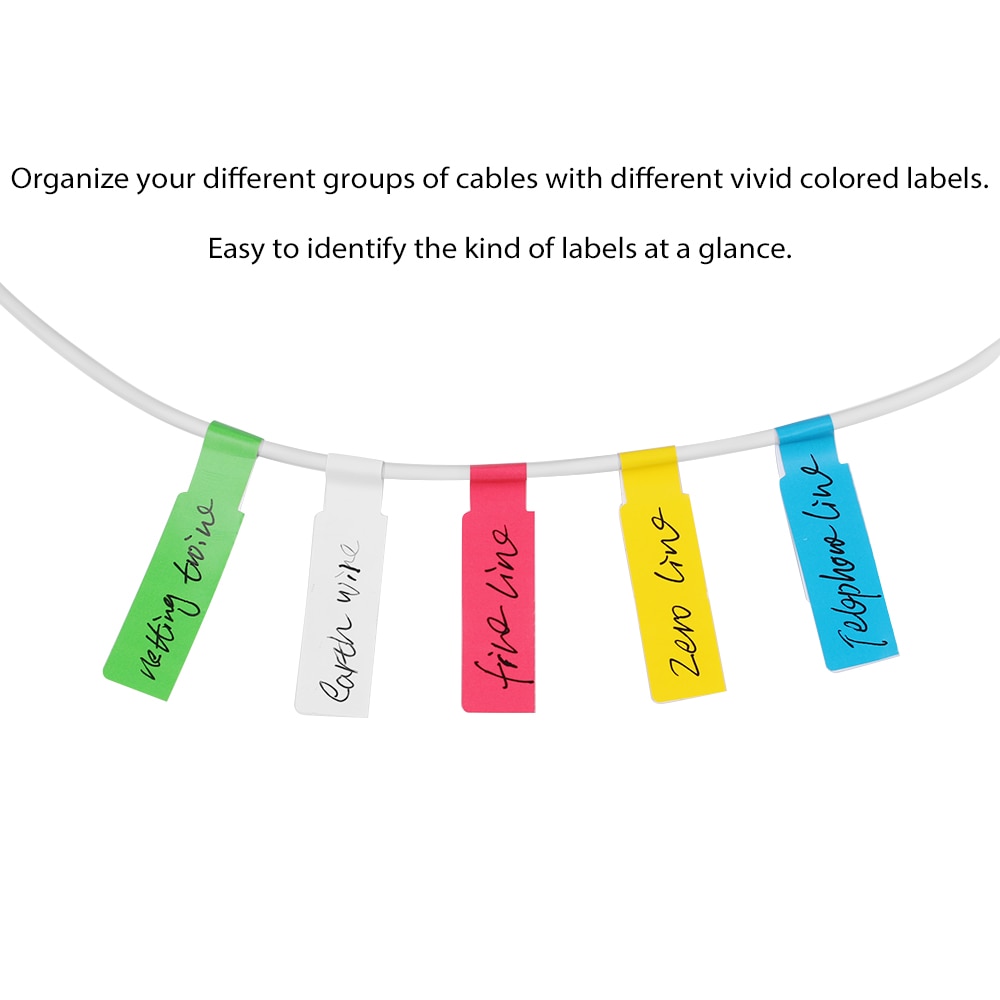 Étiquettes autocollantes colorées pour câbles, 150 pièces, étiquettes d&#39;identification de fil auto-adhésif, marqueur d&#39;organisation en Fiber étanche
