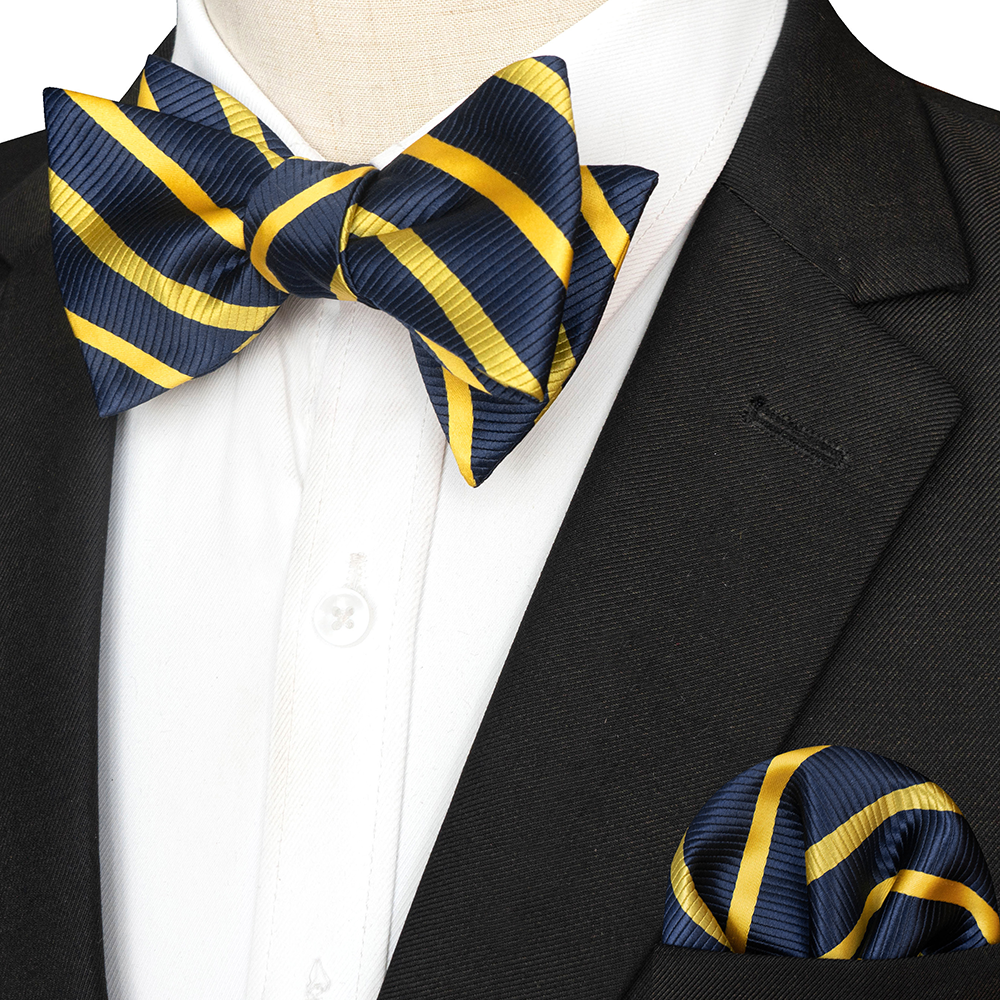 EASTEPIC Gestreifte Fliege für Herren, Einstecktuch-einstellen, kariertes Accessoire, Paisley-Krawatte, Blumenmuster, gepunktet, reines Schwarz, Abendparty: verrotten