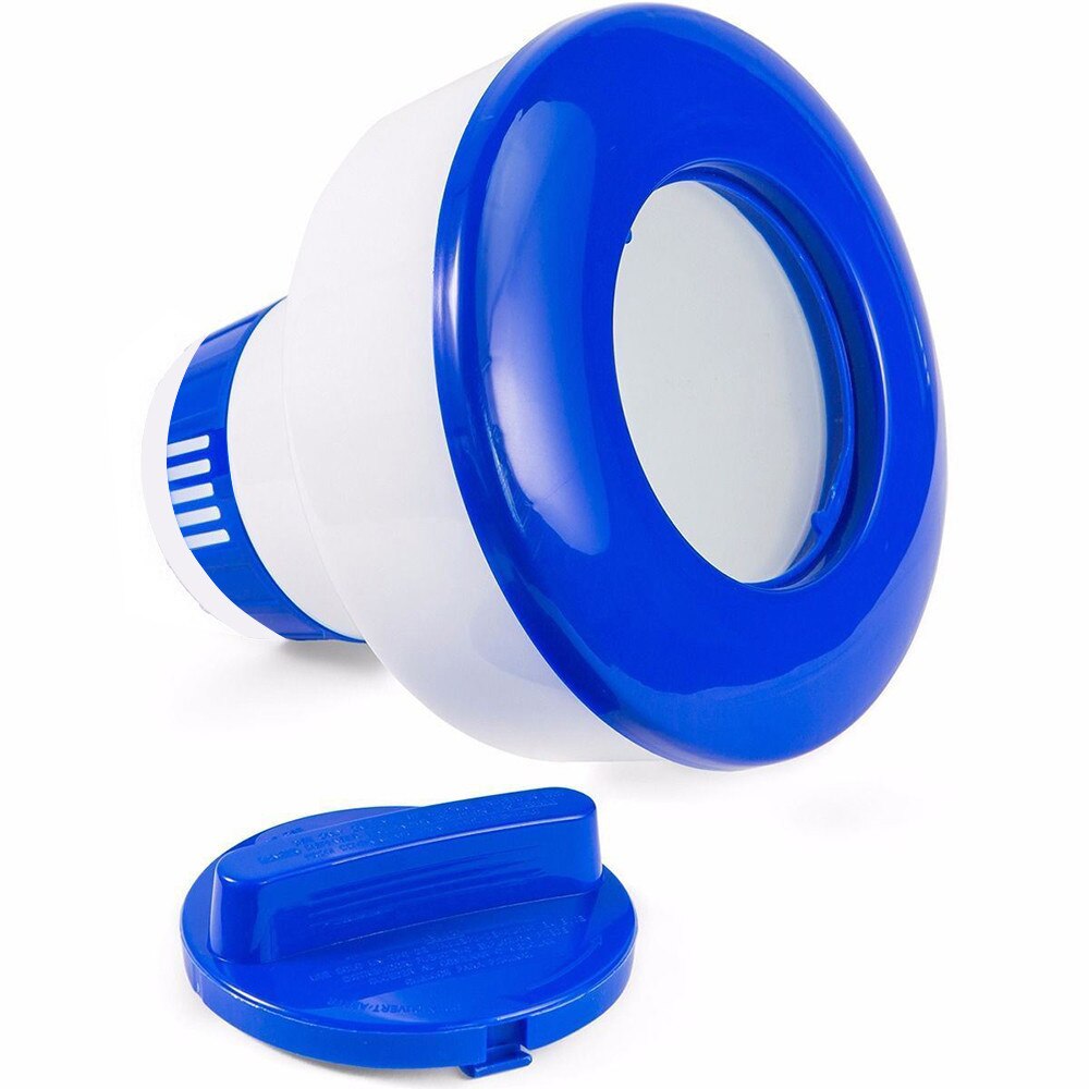 8 Inch Deluxe Grote Blauwe En Witte Drijvende Zwembad Chloor Dispenser Verstelbare Chloor Output En