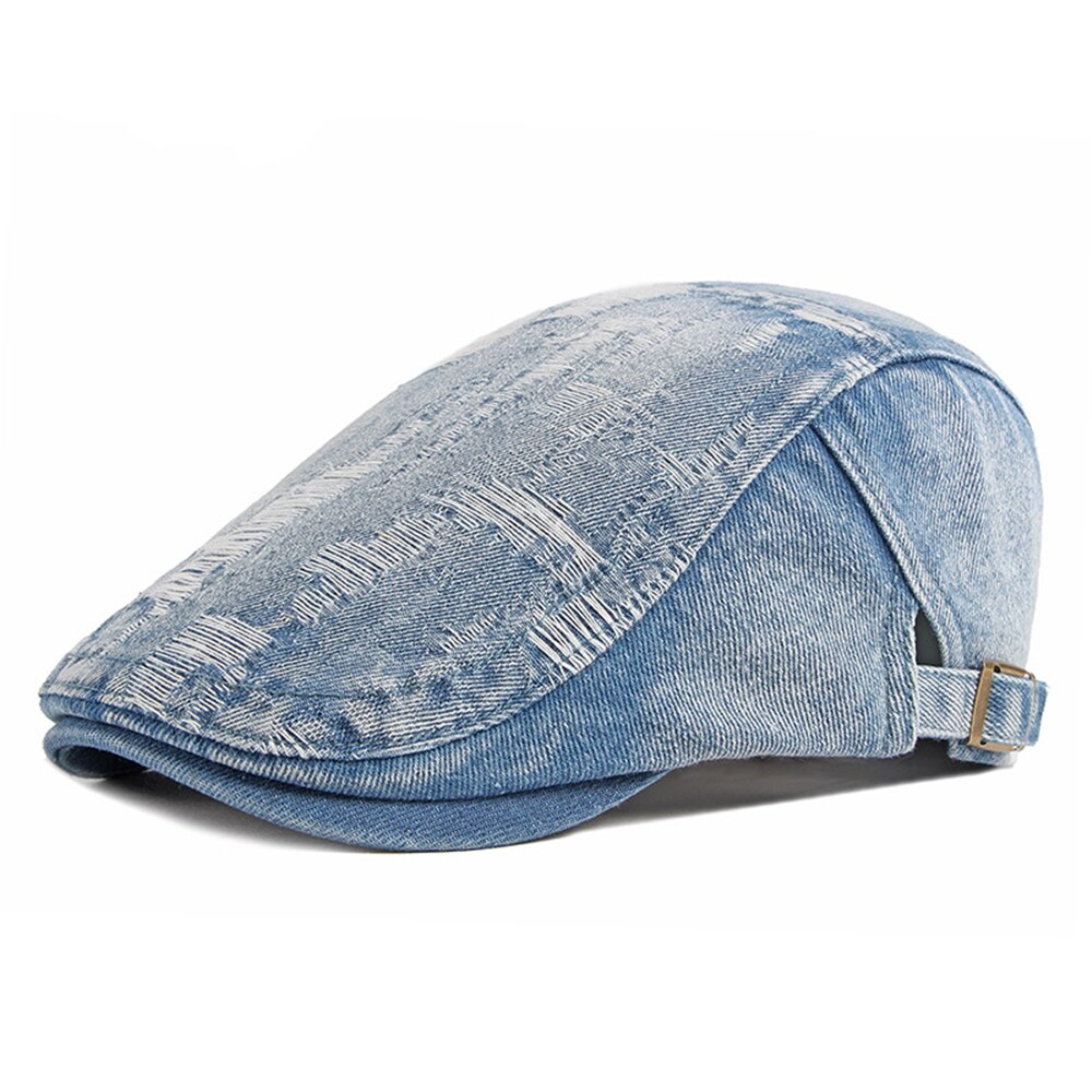 SHOWERSMILE Denim Ivy gorras para hombres Vintage azul para hombre boinas estilo británico hombre gorra plana Primavera Verano conductor gorro Ivy: medium blue