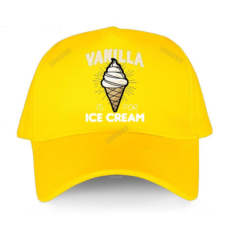 cotton unisex Adjustable Baseball Cap VANILLA ICE CREAM Man Women Summer Hat: yellow