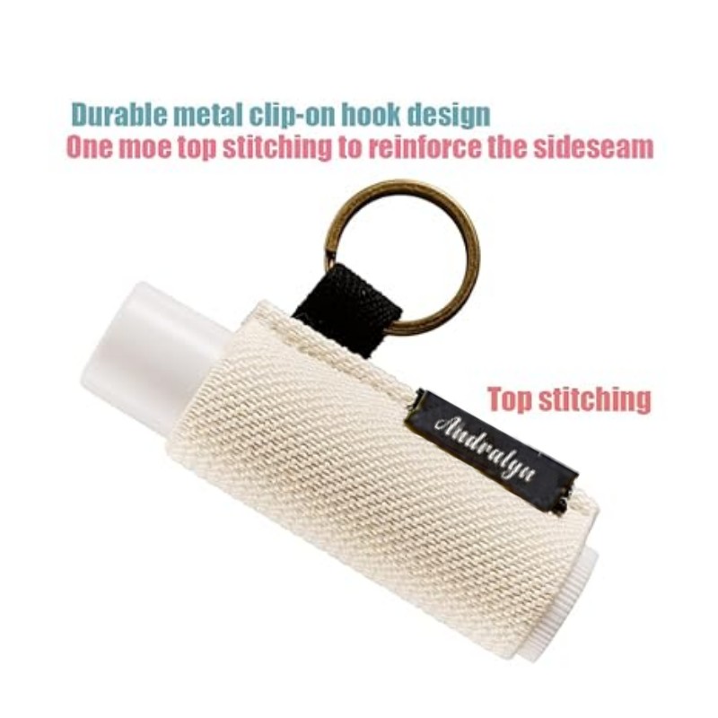 Soporte para bálsamo labial, llavero con Clip en funda para lápiz labial, funda para lápiz labial, llavero elástico de punto ajustado para bálsamo labial