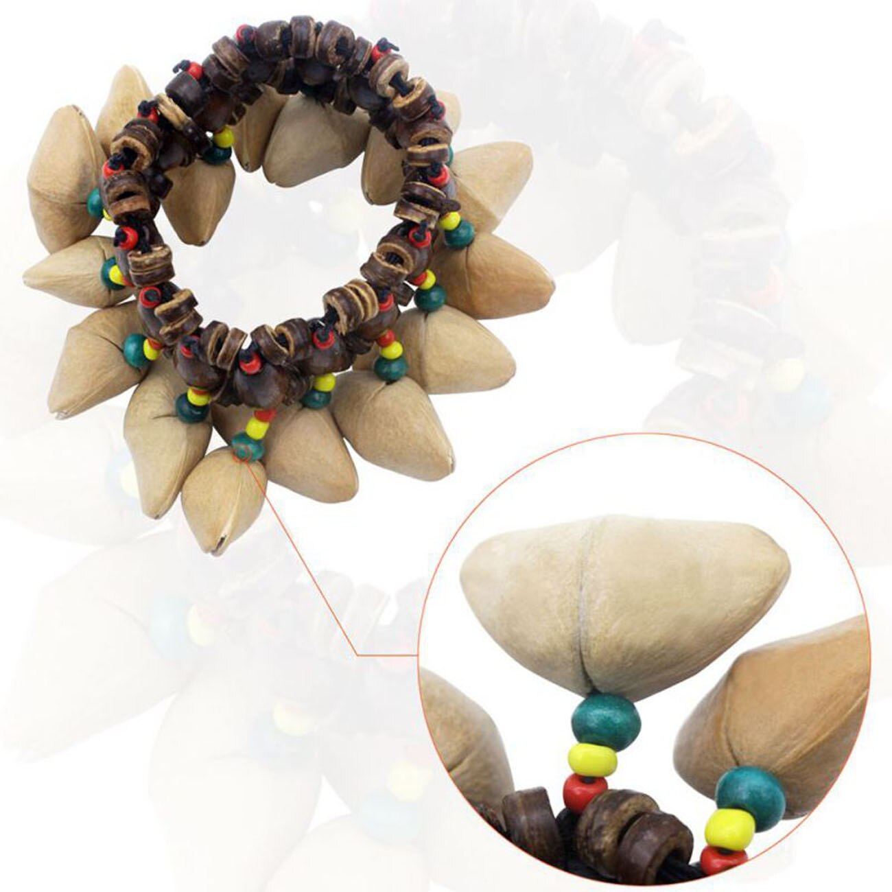 Nuts Shell Bracelet,African Drummer Bells Dance hand bell shell African drummer string Drum Musical Instrument Bell Accessories