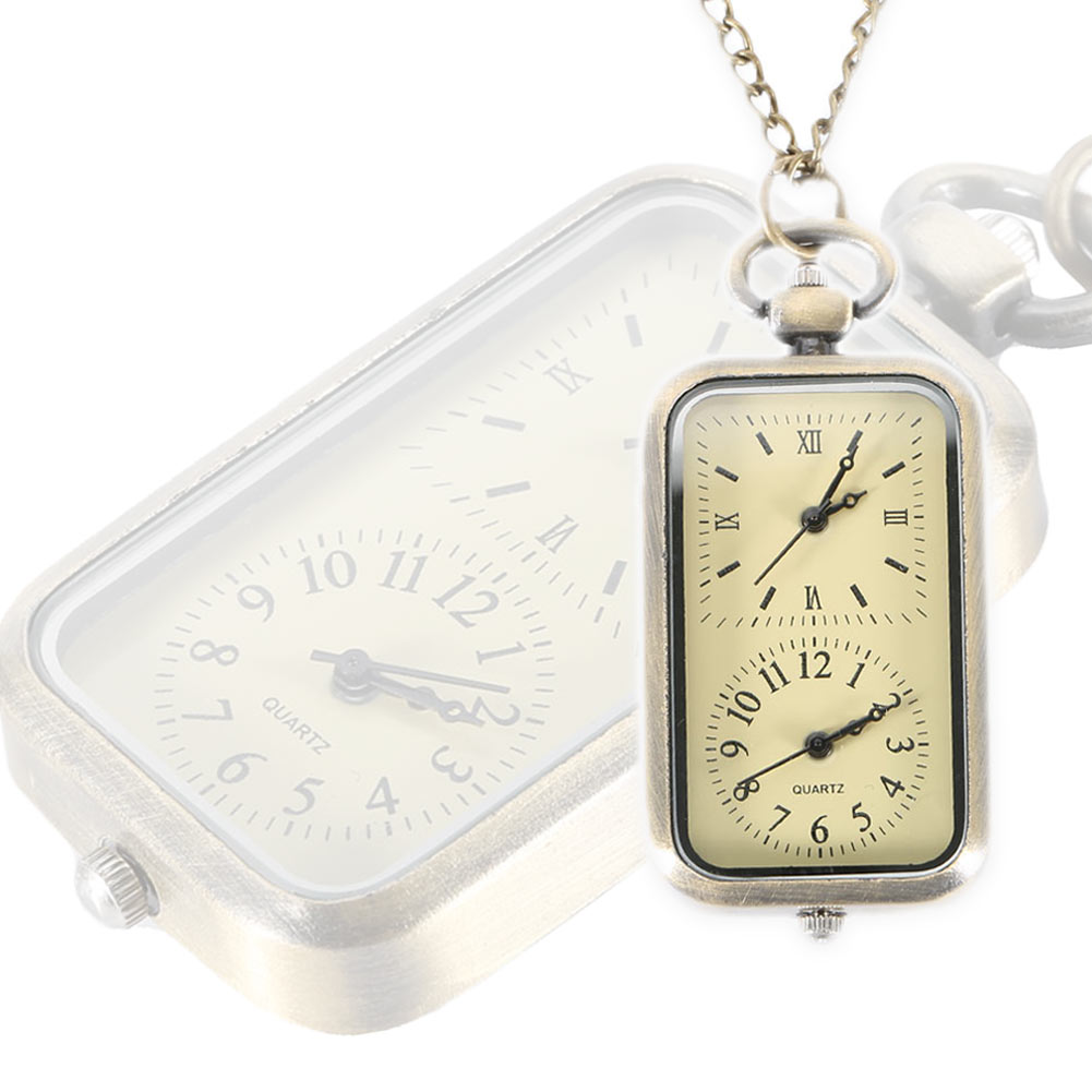 Vintage quartz steampunk zakhorloge met dubbele tijdzone beweging, kettingklok xrq 88