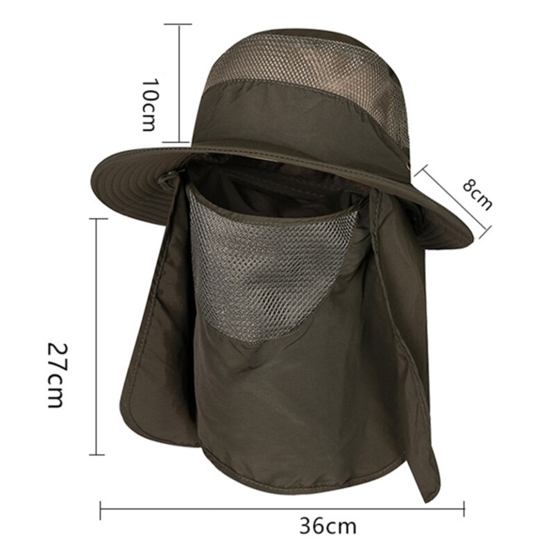 Summer Quick dryng Sun protection fisherman cap withFace Neck protection outdoor fishing bike removable Three-use men Visor hat
