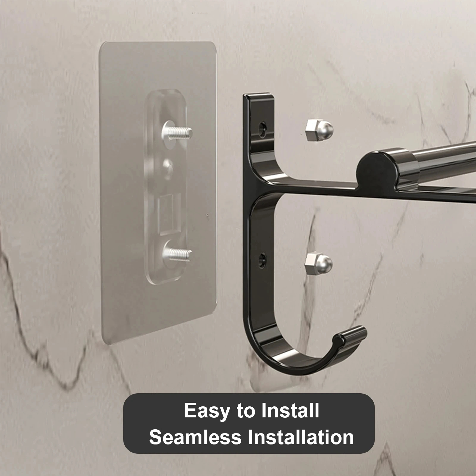 Barra de toalla de baño sin clavos, accesorios de baño, soporte de toalla de aluminio de doble barra, soporte de toalla de mano de ducha de 2 niveles, 40 CM, 50 CM, 60CM