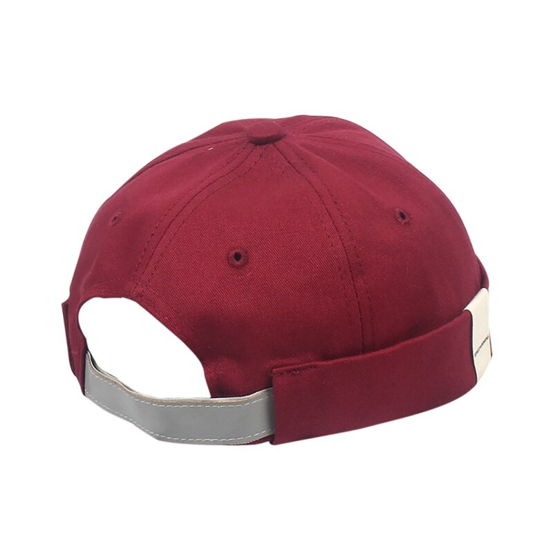 Mode Katoen Brimless Hoed Retro Rolde Manchet Beanie Hoed Straat Trend Casual Mannen Vrouwen Cap Unisex Cap: Wine Red