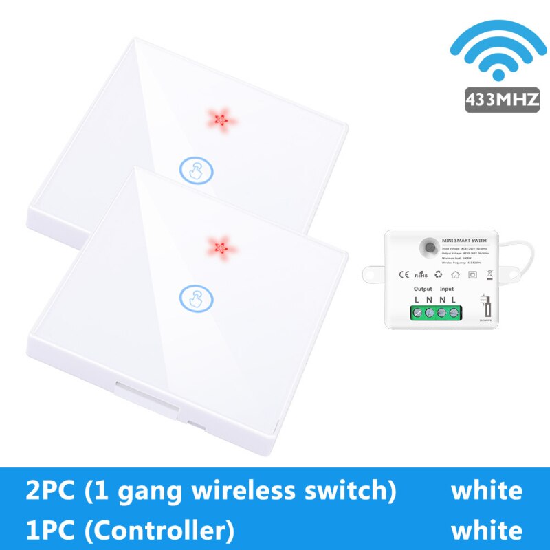 Smart Home Mini Module Wireless wall Touch Switch Light 433MHZ 110V 220V Remote Control Module Glass Screen Panel On Off: H