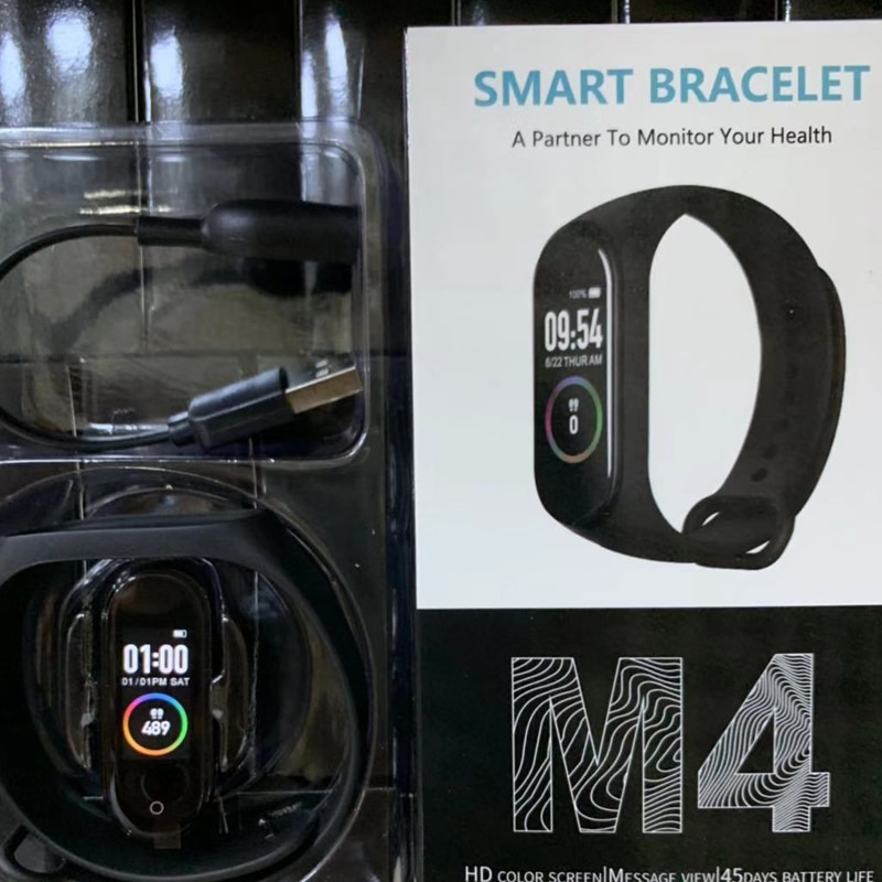 2pcs Couple M4 Smart Bracelet Heart Rate Blood Pressure Health Waterproof Smart Watch Bluetooth Watch Wristband Fitness Tracker