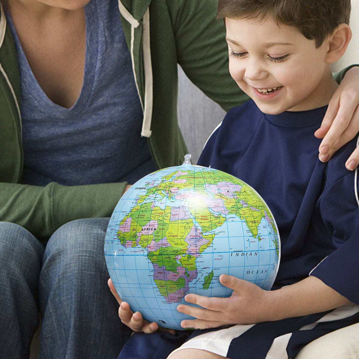 Globo inflable de 38cm, mapa del mundo Tierra, Océano, pelota de aprendizaje de geografía, pelota de playa educativa para niños, suministros educativos de Geografía