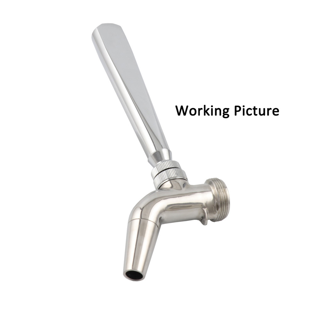 Large Beer Tap Handle Heavy Duty Polished Chrome Draft Beer Faucet Handle 3/8''-16 Thread Kegerator Keg Bar Spout Tap