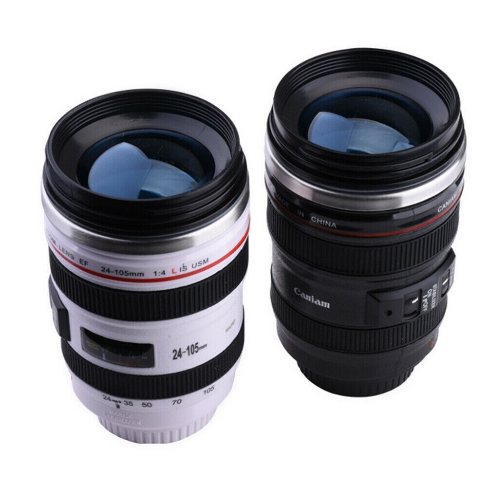 Kamera Objektiv Becher Kaffee Tee Tasse Becher mit Deckel Neuheit Kreative Thermocup Thermo Becher 400ml Edelstahl Liner