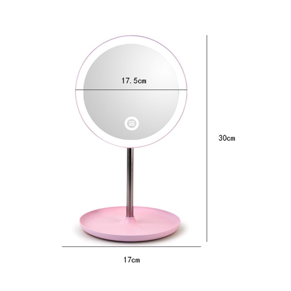 LED Light Makeup Mirror Table Lamp 360 Degree Rotation Brightness Adjustable Beauty Cosmetic Mirror