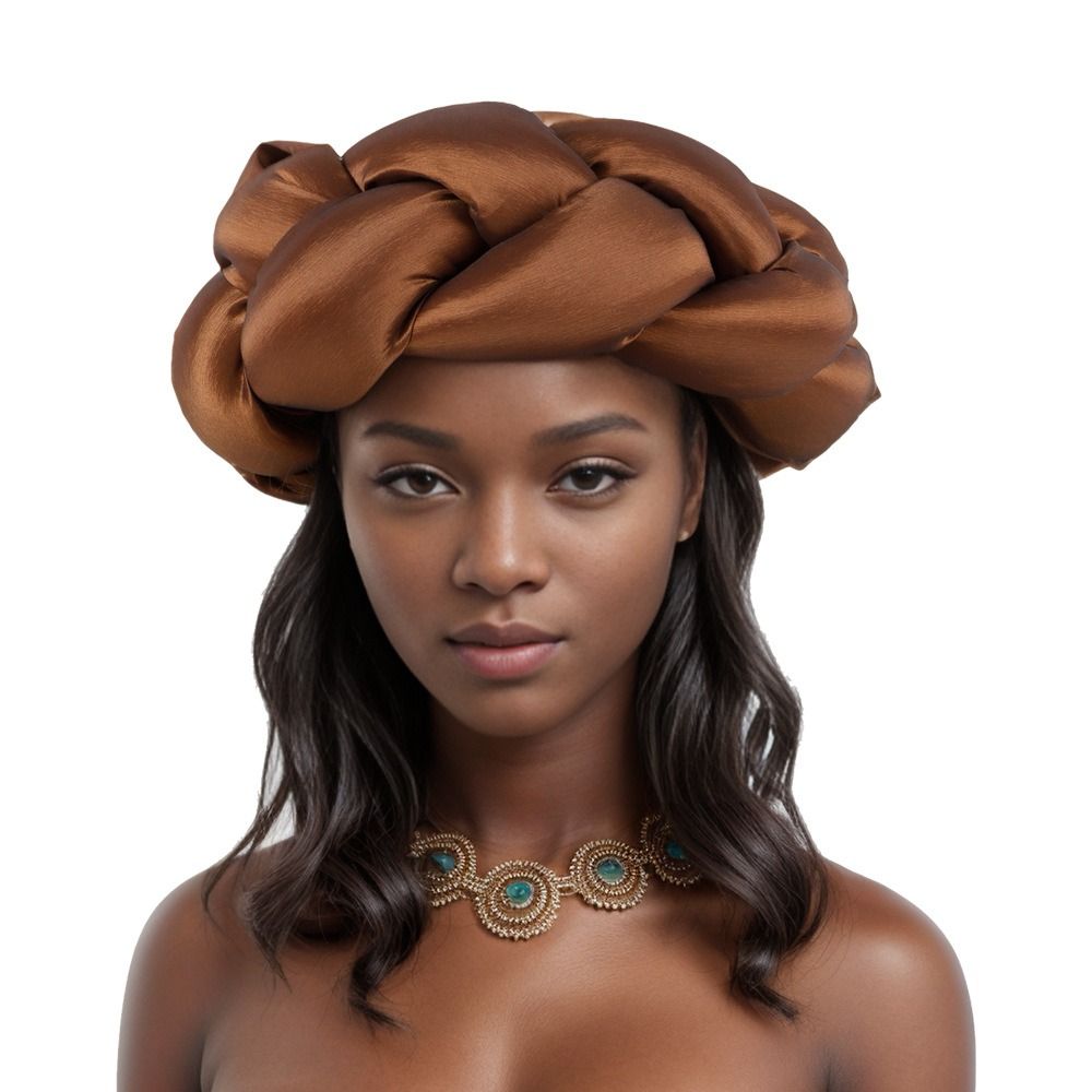 Exagerado Grande Trança Cabeça Banda para As Mulheres, Raw Silk Turbante Cap, Nigéria Wedding Party Headpiece, Headband Feminino, Novo: Lavanda