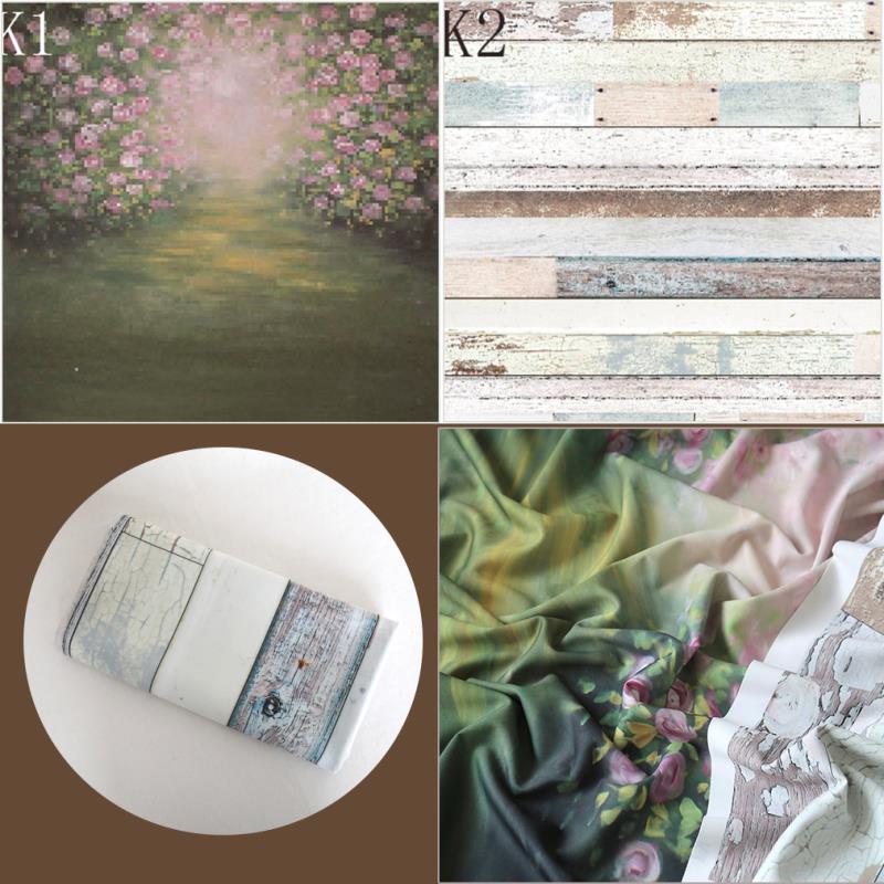 Double Side Wood Plank Floordrop Backdrop Newborn Photography Background Flower Field Flooring Fabric Baby Girl Photo Props: K1 K2